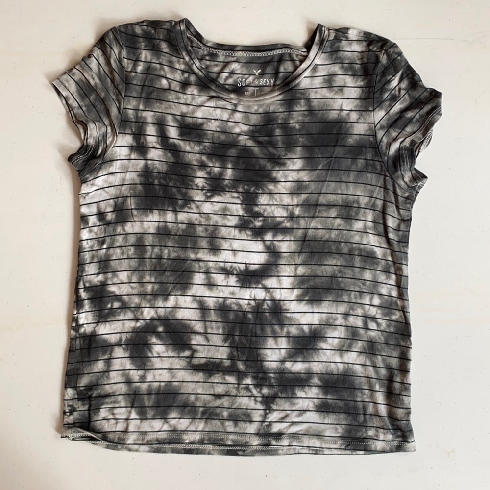 American Eagle Soft & Sexy Tie Dye Striped Tee